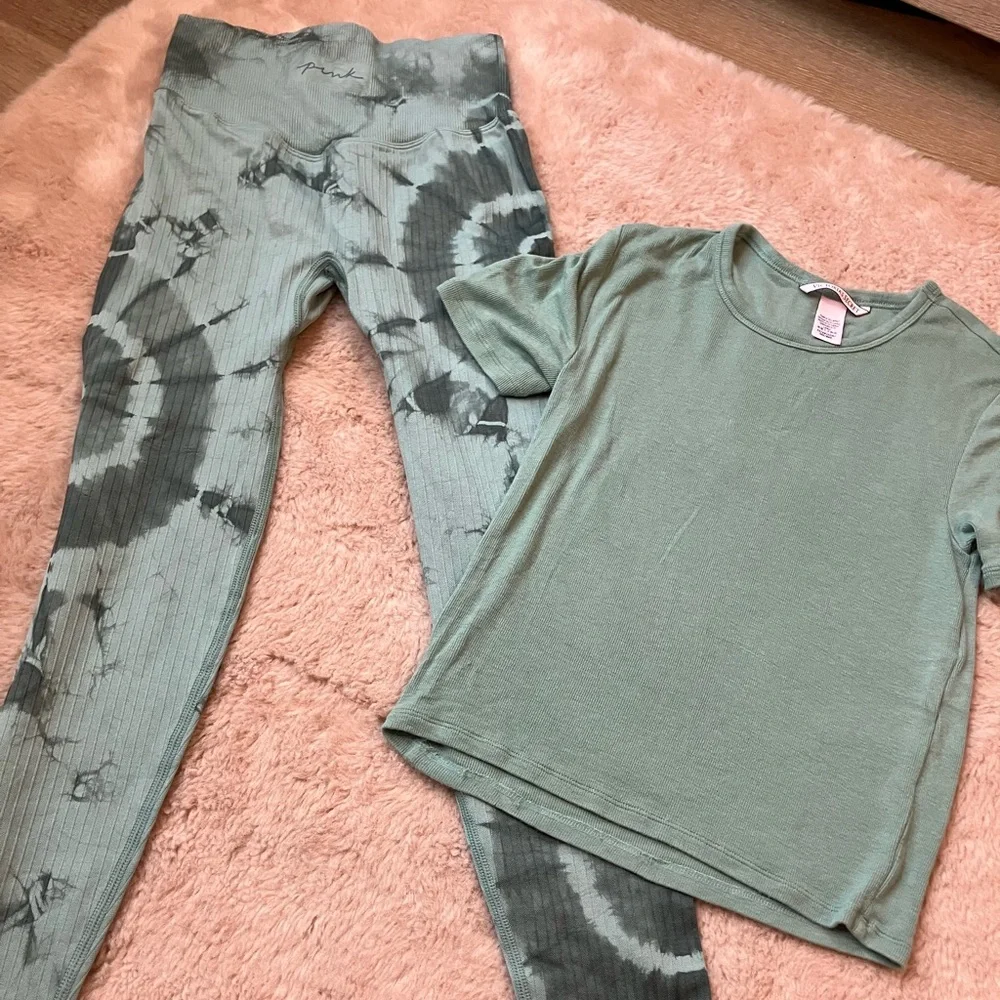 Pink leggings set w shirt - Picture 1 of 3